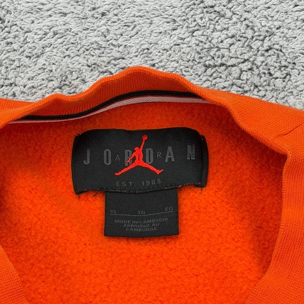 Air Jordan Sweatshirt Men XL Orange Flight MVP Wheaties Crewneck Fleece Pullover